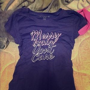 Messy hair don’t care shirt woman m)7-9